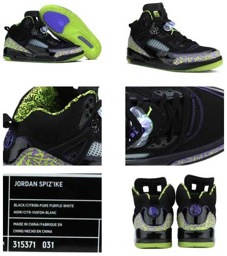 Cheap Air Jordan Spizike Black Citron Pure Purple White Shoes - Click Image to Close